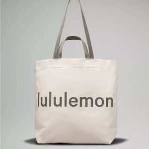lululemon Athletica Double-handle Canvas Tote Shopper Bag NAT/GRSG